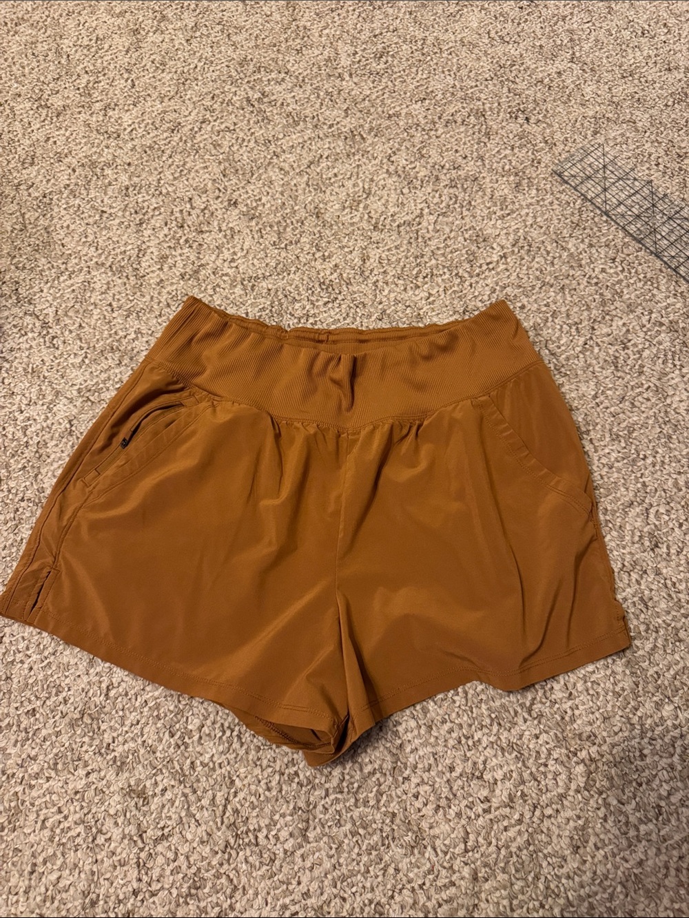 all in motion Women's Rust-Orange Athletic Shorts with Zip Pocket